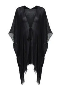 TRENDYOLMİLLA Black Weaving Tassel Midi Beach Kimono&Kaftan - Image 6