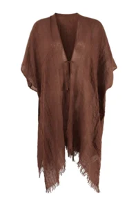 TRENDYOLMİLLA Brown Weaving Tassel Midi Beach Kimono&Kaftan - Image 5