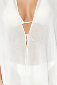 TRENDYOLMİLLA Ecru Weaving Tassel Midi Beach Kimono&Kaftan - Image 4