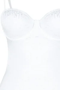 TRENDYOLMİLLA WHITE textured V-neck Balkonet Covered tied up Regular Swimsuit - Image 9