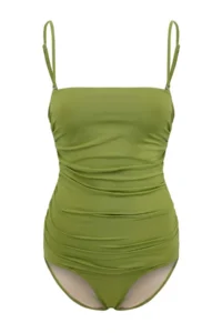 TRENDYOLMİLLA Green Shaping Strapless Covered hipster Basic Swimsuit - Image 4