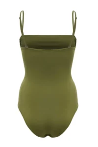 TRENDYOLMİLLA Khaki Shaping Strapless Covered hipster Basic Swimsuit - Image 5