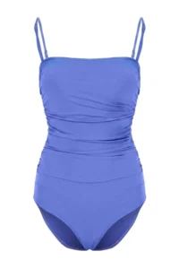 TRENDYOLMİLLA Saks Blue Shaping Strapless Covered hipster Basic Swimsuit - Image 5