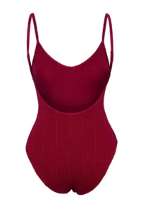 TRENDYOLMİLLA Burgundy Low-cut back V-neck Covered Regular Swimsuit - Image 4