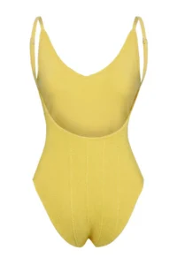 TRENDYOLMİLLA Yellow Low-cut back V-neck Covered Regular Swimsuit - Image 5
