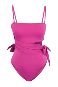 TRENDYOLMİLLA Fuchsia Cut Out Detailed Strapless Covered Regular Swimsuit - Image 5
