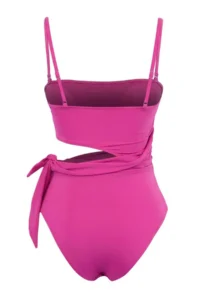 TRENDYOLMİLLA Fuchsia Cut Out Detailed Strapless Covered Regular Swimsuit - Image 6