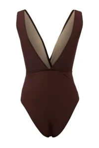 TRENDYOLMİLLA Brown Covered Draped Regular Chlorine&Water Resistant LONG Lasting LYCRA® Swimsuit - Image 5