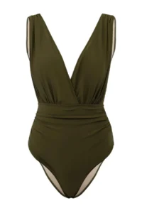 TRENDYOLMİLLA Khaki Covered Draped Regular Chlorine&Water Resistant LONG Lasting LYCRA® XTRA LIFE Swimsuit - Image 4