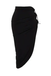TRENDYOLMİLLA Black Knitting Cut Out Detailed Beach Mini Pareo - Image 7