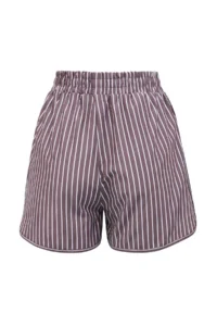 TRENDYOLMİLLA Brown Striped Weaving Beach Shirt Shorts Set - Image 6