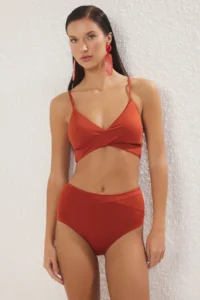 TRENDYOLMİLLA Brick Red High Waist hipster Basic Bikini Bottom - Image 2