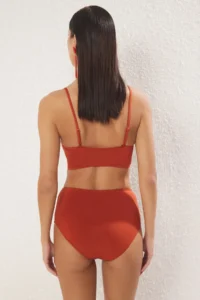 TRENDYOLMİLLA Brick Red High Waist hipster Basic Bikini Bottom - Image 3