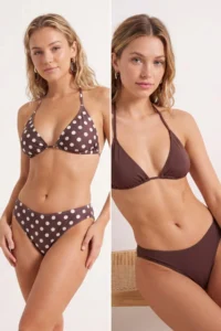 TRENDYOLMİLLA Brown And Polka Dot 2 Sets Regular Regular Waist Bikini Bottom