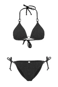 TRENDYOLMİLLA Black Triangle with accessories Simli textured brazilian Bikini Set - Image 5