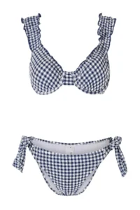TRENDYOLMİLLA Plaid Patterned Frilly balconette Covered brazilian Regular Waist Bikini Set - Image 5