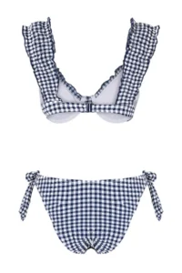 TRENDYOLMİLLA Plaid Patterned Frilly balconette Covered brazilian Regular Waist Bikini Set - Image 6