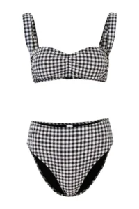 TRENDYOLMİLLA gingham Patterned textured bralette Covered Shirred hipster Regular Waist Bikini Set - Image 4