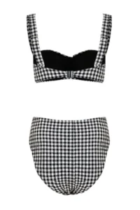 TRENDYOLMİLLA gingham Patterned textured bralette Covered Shirred hipster Regular Waist Bikini Set - Image 5