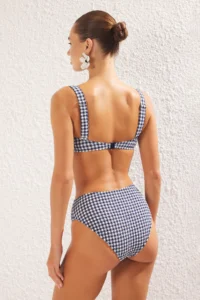 TRENDYOLMİLLA gingham Patterned bralette textured Regular Pretty Bikini Set - Image 5