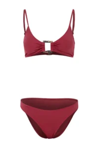 TRENDYOLMİLLA Burgundy with accessories bralette Covered Regular Regular Waist Bikini Set - Image 5