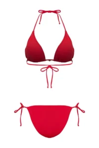 TRENDYOLMİLLA Red with accessories Triangle Covered brazilian Low Waist Bikini Set - Image 4