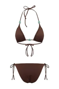TRENDYOLMİLLA Brown with accessories Triangle Covered brazilian Low Waist Bikini Set - Image 5