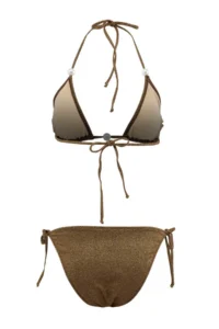 TRENDYOLMİLLA Brown Simli Triangle Pearl with accessories Regular Bikini Set - Image 5