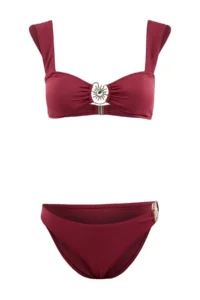 TRENDYOLMİLLA Burgundy bralette Covered Casting with accessories Regular Regular Waist Bikini Set - Image 3