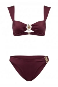 TRENDYOLMİLLA Plum bralette Covered Casting with accessories Regular Regular Waist Bikini Set - Image 4