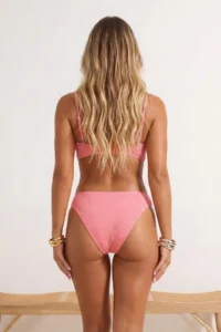 TRENDYOLMİLLA Pink Strapless Covered Regular Regular Waist Bikini Set - Image 3