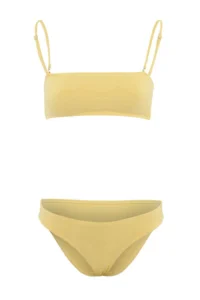 TRENDYOLMİLLA Yellow Strapless Covered Regular Regular Waist Bikini Set - Image 4