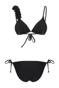 TRENDYOLMİLLA Black Triangle Covered Floral Appliqued Regular Bikini Set - Image 6