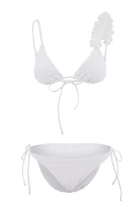 TRENDYOLMİLLA WHITE Triangle Covered Floral Appliqued Regular Bikini Set - Image 5