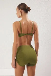 TRENDYOLMİLLA Khaki bralette Covered tunnelled OF shorts High Waist Bikini Set - Image 4