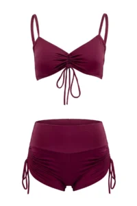 TRENDYOLMİLLA Plum bralette Covered tunnelled OF shorts High Waist Bikini Set - Image 4