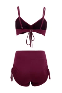 TRENDYOLMİLLA Plum bralette Covered tunnelled OF shorts High Waist Bikini Set - Image 5
