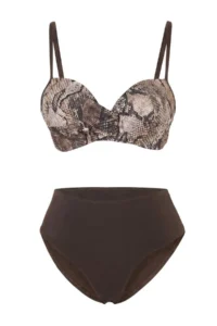 TRENDYOLMİLLA Snake Patterned balconette Covered Regular High Waist Bikini Set - Image 5
