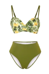 TRENDYOLMİLLA Tropical Patterned Patterned balconette Covered Regular High Waist Bikini Set - Image 4