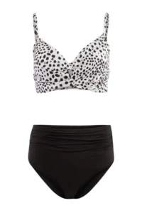 TRENDYOLMİLLA Polka Dot Drapeli Triangle Covered hipster High Waist Bikini Set - Image 4