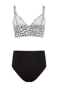TRENDYOLMİLLA Polka Dot Drapeli Triangle Covered hipster High Waist Bikini Set - Image 5