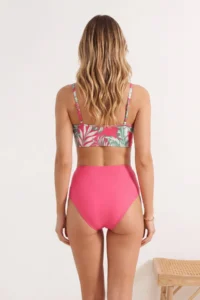TRENDYOLMİLLA Tropical Patterned Drapeli Triangle Covered hipster High Waist Bikini Set - Image 3