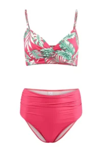 TRENDYOLMİLLA Tropical Patterned Drapeli Triangle Covered hipster High Waist Bikini Set - Image 4