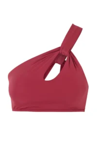 TRENDYOLMİLLA Burgundy One Shoulder Cut Out Detailed Bikini Top - Image 4