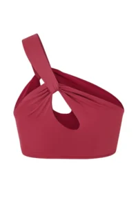 TRENDYOLMİLLA Burgundy One Shoulder Cut Out Detailed Bikini Top - Image 5