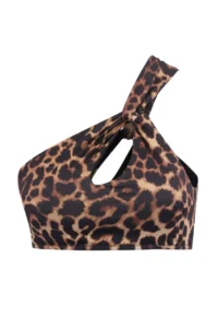 TRENDYOLMİLLA Leopard Patterned One Shoulder Cut Out Detailed Bikini Top - Image 4