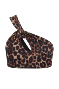 TRENDYOLMİLLA Leopard Patterned One Shoulder Cut Out Detailed Bikini Top - Image 5