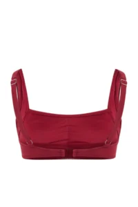 TRENDYOLMİLLA Burgundy Ruffle Detailed Bralette Covered Basic Bikini Top - Image 5