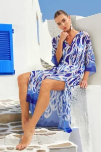 TRENDYOLMİLLA Abstract Patterned Weaving slit Maxi Beach Dress