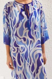 TRENDYOLMİLLA Abstract Patterned Weaving slit Maxi Beach Dress - Image 5